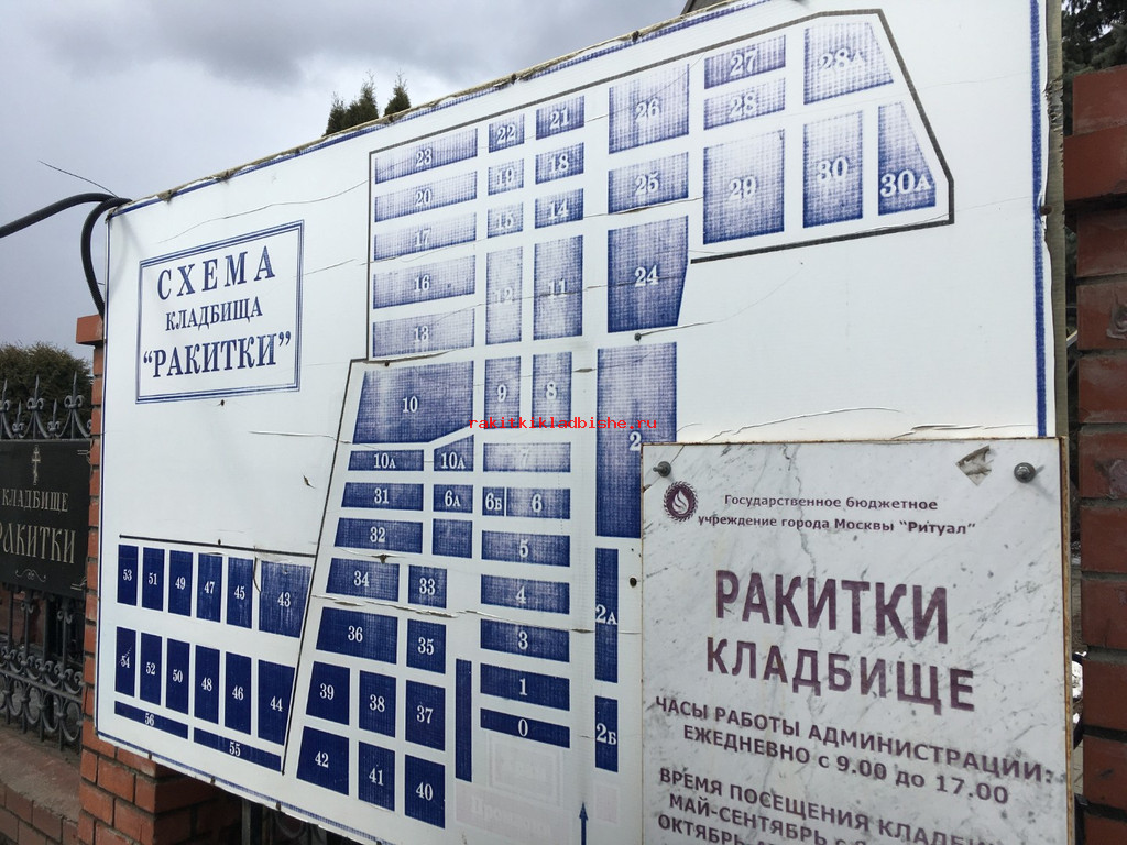 План-схема участков - Ракитки кладбище